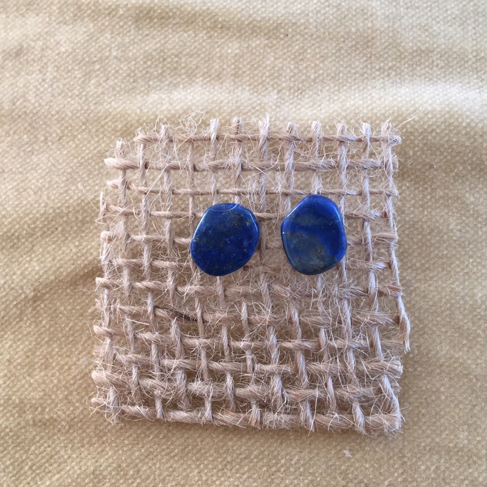 Lapis Lazuli Stone Stud Earrings